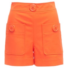 Moschino, arancione brillante, bottoni oversize, vita alta, pantaloncini a gamba larga IT38 XS