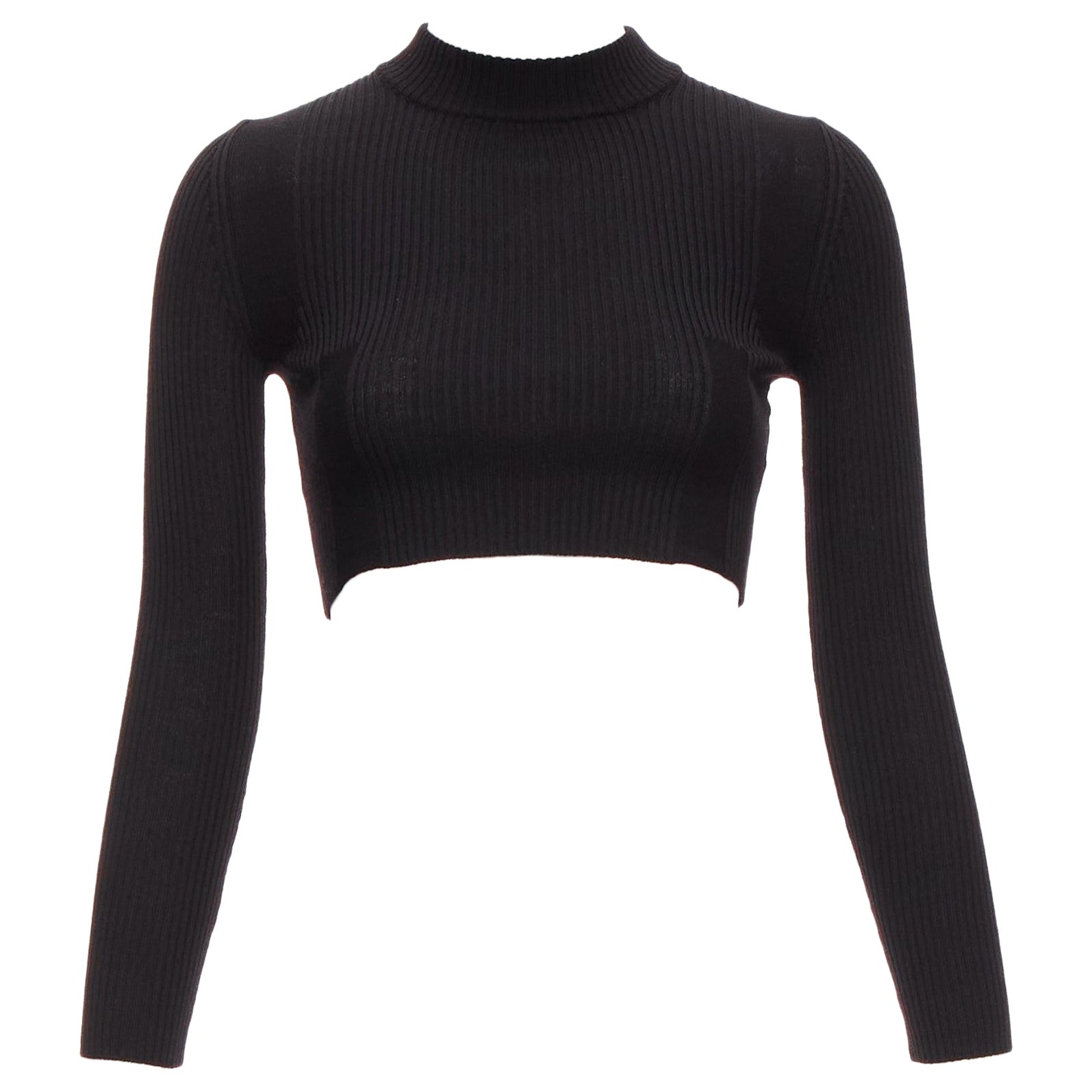 MAISON MARGIELA 2015 100% lana negro tripulación acanalado calcetín punto crop top XS en venta