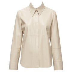 NANUSHKA pietra beige pannelli in pelle vegana abbottonatura nascosta camicia minimal XS