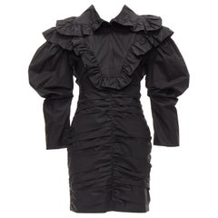 PHILOSOPHY DI LORENZO SERAFINI poplin ruffle collar puff sleeve dress IT38 XS