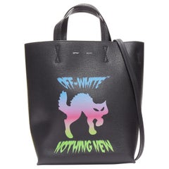 OFF WHITE Virgil Abloh Natural Habitat leather neon cat print crossbody tote bag