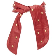 PHILOSOPHY DI LORENZO SERAFINI red soft leather gold dome studs wide belt S