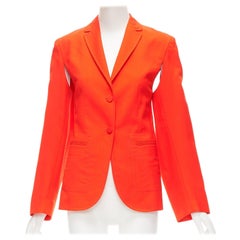 PORTS 1961 neon orange wool silk underarm cut out asymmetric blazer FR36 S