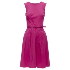 OSCAR DE LA RENTA 2015 Rosa asymmetrisches, plissiertes kniefreies shift-Kleid aus Baumwolle US0 XS