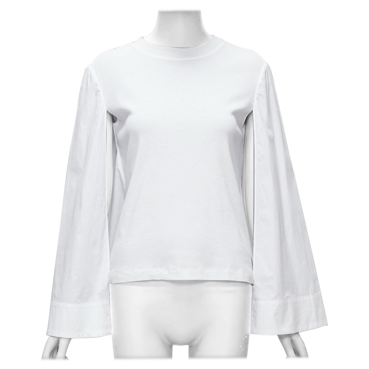 ROSETTA GETTY white 100% cotton woven cape sleeves knitted top XS For Sale