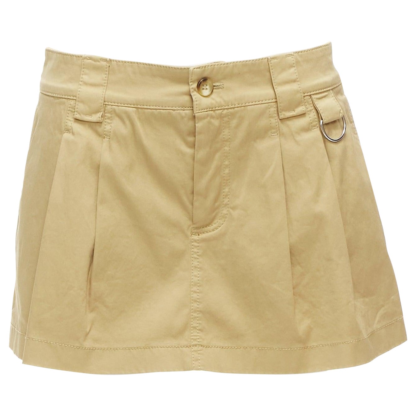 RED VALENTINO beige cotton silver D ring pleated safari skorts IT38 XS