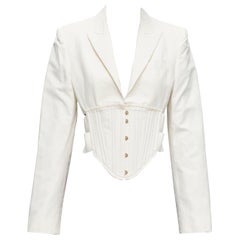 STELLA MCCARTNEY cream boned corset cropped cut out blazer jacket IT40 S