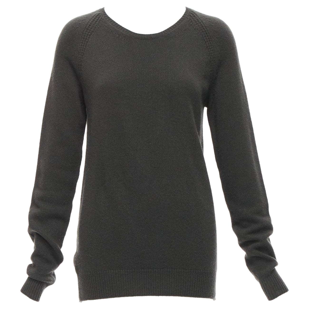 STELLA MCCARTNEY 2010 charcoal virgin laine cashmere raglan pull IT38 XS