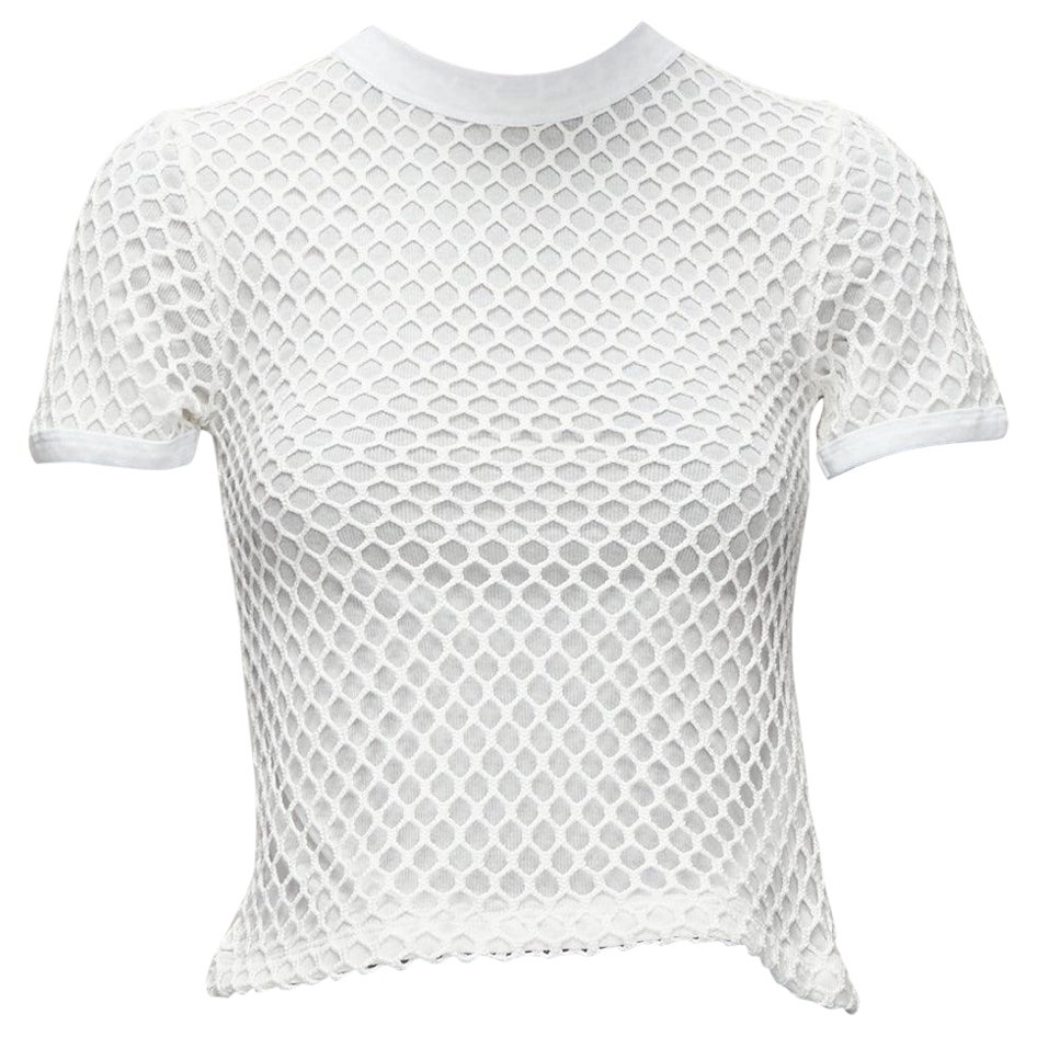 T ALEXANDER WANG top aderente a girocollo in rete di cotone bianco XS in vendita