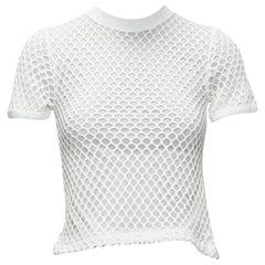 T ALEXANDER WANG top aderente a girocollo in rete di cotone bianco XS