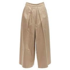 TOME 100% coated cotton tan brown pleated front wide leg pants US2 S