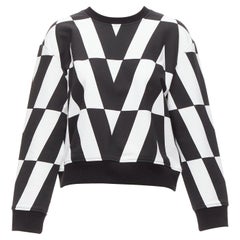 Valentino V LOGO nero bianco ottico maglione girocollo XS