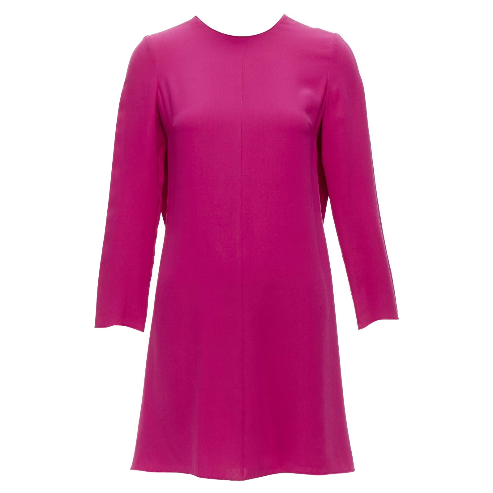 VALENTINO 100% seda rosa fucsia ojo de cerradura pliegues laterales vestido IT38 XS en venta