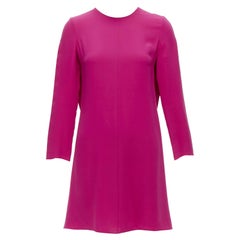 Valentino, 100% seta, rosa fucsia, buco della serratura, pieghe laterali, vestito a turni IT38 XS