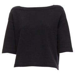 VALENTINO 100% Kaschmir Schwarz bateau neck crop Pullover Top XS