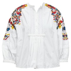 VALENTINO 2017 Laufsteg Weiße Boho-Bluse mit Schmetterlingsmuster und Stickereien IT38 XS