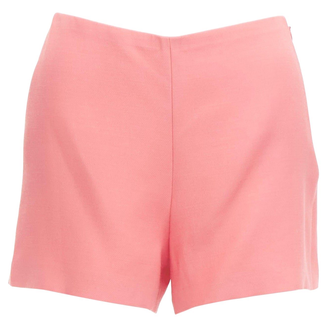 VALENTINO rosa lana virgen seda cintura alta pantalón corto mínimo ancho IT38 XS en venta