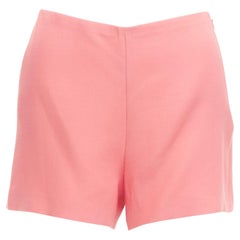 VALENTINO rose pink virgin wool silk high waist minimal wide shorts IT38 XS