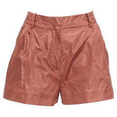VALENTINO 2021 Piccioli 100% silk brick red high waisted dress shorts IT36 XXS