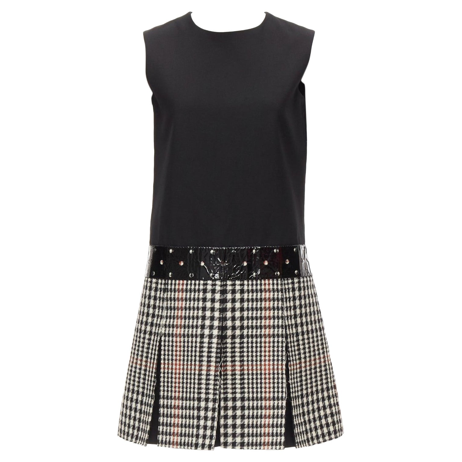 YVES SAINT LAURENT 2011 Pasarela lana negra pata de gallo vestido acampanado FR36 S en venta