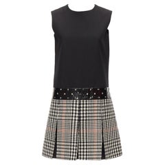 Yves Saint Laurent 2011 Abito in lana nero pied-de-poule con vestibilità flare FR36 S