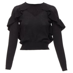 VIKTOR & Rolf maglione nero in lana vergine, seta e cashmere con volant XS