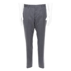 Gucci Pantaloni gessati vintage in lana e cashmere IT52 XL