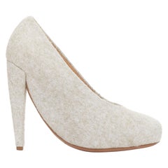 raro MAISON MARGIELA 2010 lana gris fieltro suela convexa tacón alto bombas EU36