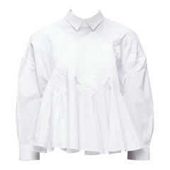 VIKTOR & Rolf camicia boxy flare in cotone bianco a pieghe incrociate IT40 S. White