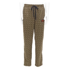 Pantalon de jogging marron Burberry Raine TB logo monogramme patch rouge XL