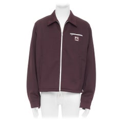 PRADA 2018 bordeaux giacca sportiva con logo in gomma e zip sul collo IT50 L