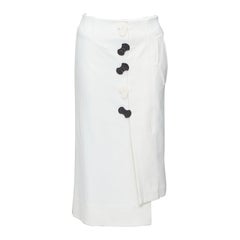 TIBI jupe crayon asymétrique à boutons structurels blancs foncés taille US0 XS
