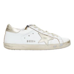 GOLDEN GOOSE Superstar white gold star leather distressed sneakers EU37