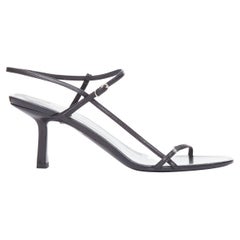 THE ROW Bare black minimal leather strap spool heel sandals EU37