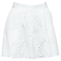 SELF PORTRAIT 2024 Weiße, breite, hohe Taille-Shorts mit Blumenmuster Englisch UK6 XS