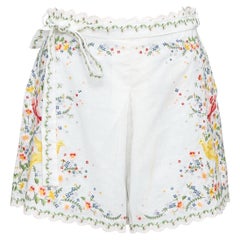 Pantalón corto ZIMMERMANN Carnaby blanco lino algodón fénix bordado festón US2 S2