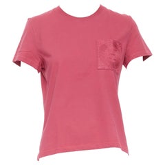 HERMES Embroidered Pocket raspberry pink H motif tshirt FR38 M