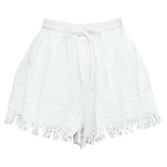 ZIMMERMANN Short à franges avec logo blanc clair 100 % coton taille US0 XS