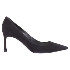 CHRISTIAN DIOR Essence  70 black suede leather curved heel pumps EU36