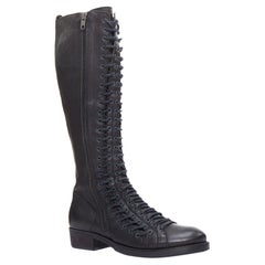 ANN DEMEULEMEESTER Vintage schwarz Leder Trio Schnürstiefel EU36.5