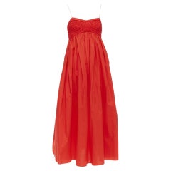 CECILIE BAHNSEN Abito a mantello in misto cotone rosso papavero UK8 L.