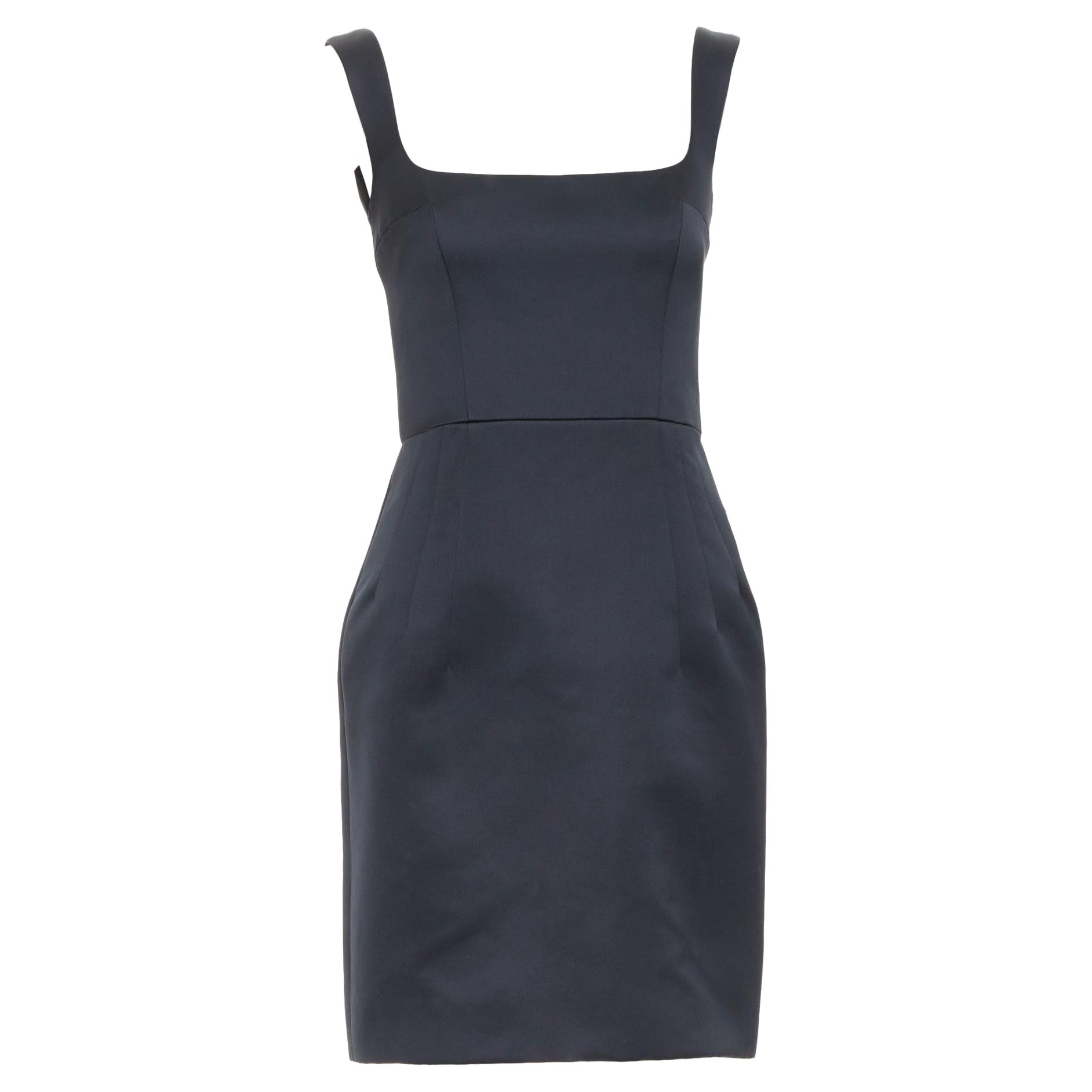 EMILIA WICKSTEAD 2021 Salma black duchess satin structured hip dress UK6 S For Sale