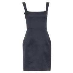 EMILIA WICKSTEAD 2021 Salma black duchess satin structured hip dress UK6 S