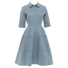 BOTTEGA VENETA vestido acampanado con botones en seda de algodón azul IT36 XXS