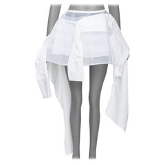 MONSE white deconstructed shirt crinoline hi low draped mini skirt