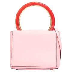 MARNI Pannier red resin handle pink leather flap crossbody bag