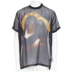 GIVENCHY Vintage organza black 100% silk Madonna sheer boxy top XXS