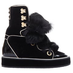 NICHOLAS KIRKWOOD Polly Neige botas de nieve con ribete de piel de charol negro