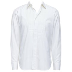DIOR HOMME camicia in cotone bianco con paillettes applicate sul davanti e pince sul retro EU38 S