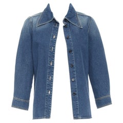 CHLOE camicia in cotone denim lavato blu con manica over FR38 M